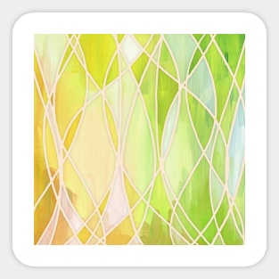Lemon & Lime Love - abstract painting in yellow & green Sticker